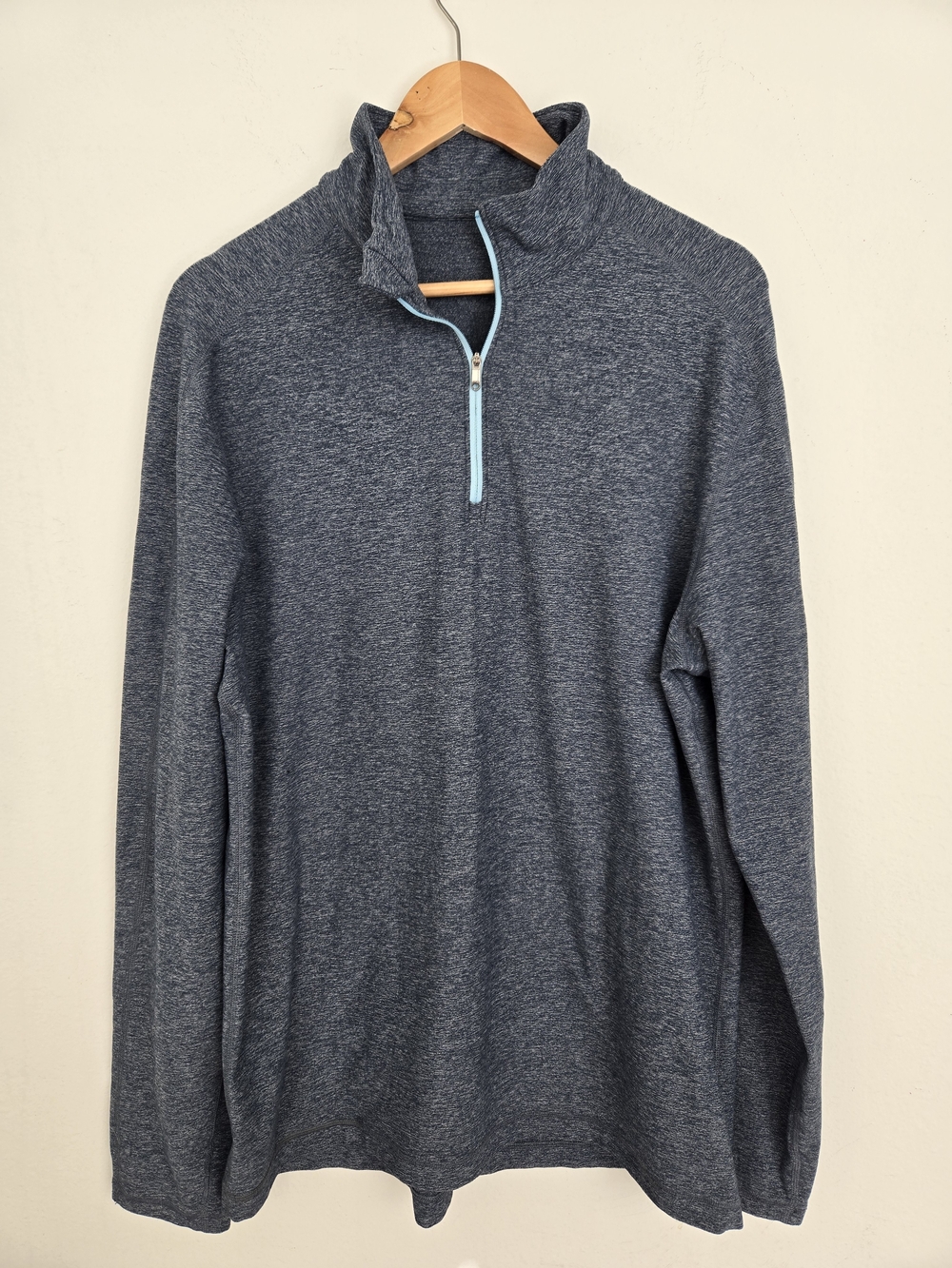 Lululemon Men's Surge Warm 1/2 Zip Heathered Blue Teal Athleisure XXL